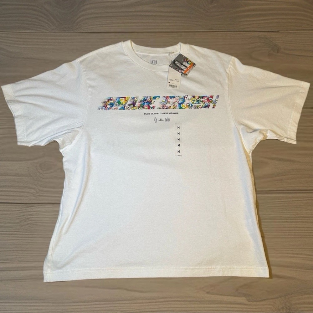 NWT Uniqlo Billie Eilish White Graphic Short Sleeve T-Shirt Tee Medium Little
